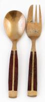 Rózsafa nyelű réz evőeszköz készlet / Rose-wood, copper cuttlery set