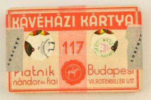 cca 1940 Piatnik Nándor bontatlan csomag kávéházi kártya, háború előtti kártyabélyeggel / Deck of vintage Hungarian Café cards playing card. Unopened