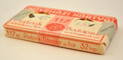 cca 1940 Piatnik Nándor bontatlan csomag kávéházi kártya, háború előtti kártyabélyeggel / Deck of vi...