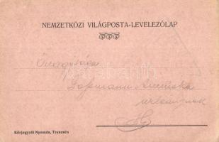 Trencsén, Trencín; Légy boldog! Szecessziós művészlap, Körjegyzői Nyomda, Trencsén. Nemzetközi Világ...