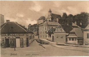 Brassó, Kronstadt, Brasov; Hosszúközép utca, E. Jekel vegyeskereskedése. Zeidner H. kiadása 39. / street view with shop