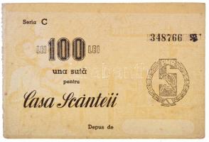 Románia / Bukarest ~1952-1956. Scanteia-ház (Szabad Sajtó Háza) részjegy 100L értékben T:II- / Romania / Bucharest ~1952-1956. Casa Scanteii (House of the Free Press) ticket on account for the building in 100 Lei C:VF