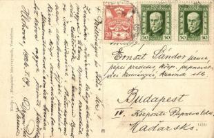 Verebély, Vráble; utcakép a Városi Vendéglővel / street view with the city restaurant (EK)