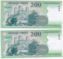 2002. 200Ft (2x) sorszámkövetők, "FB 3178350 - FB 31783501" T:II