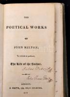 The poetical works of John Milton. With notes of various authors. London, 1837. Holborn. Könyomatos címképpel. Szétvált fűzéssel. / With a lithographic image and parted tacking.