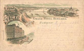 1896 (Vorläufer!) Budapest, Grand Hotel Hungaria, Corso. Czettel és Deutsch, floral (EB)