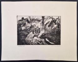 Remsey Jenő (1885-1970): Csatakos út. Rézkarc, papír, jelzett, 19×29 cm