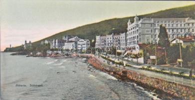 Abbazia, Südstrand, Hotel Quisisana. No. 998. von Markert & Sohn Kunstanstalt, A. Dietrich / 3-tiled unfolded panoramacard