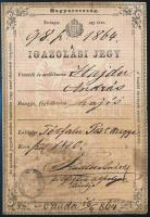 1864 Igazolási jegy hajós legény részére / ID for sailor.