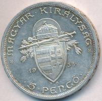 1938. 5P Ag "Szent István" T:2 patina
Adamo P8.1