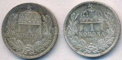 1915KB 1K Ag "Ferenc József" (2x) T:2 patina