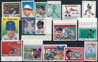 1989-1992 Baseball 15 klf bélyeg,közte ívszéli+ívsarki értékek, 1989-1992 Baseball 15 stamps