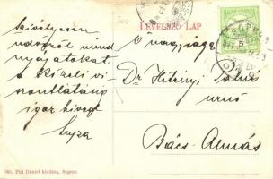 Sopron, Széchenyi tér villamossínekkel, Fleischer József üzlete (EK)