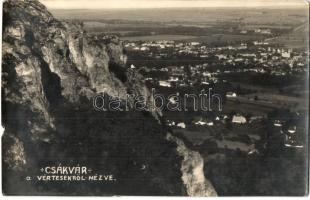 1939 Csákvár, látkép a Vértesekről nézve, photo (kis szakadás / small tear)