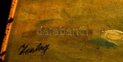 Zentay jelzéssel: Etetés, olaj, fa, keretben, 20×25 cm