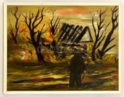 Dilinkó Gábor (1929-2014): Hazafelé, olaj, fa, keretben, 58,5×77,5 cm