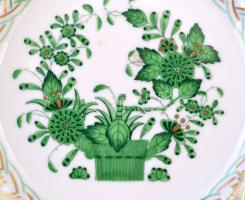 Herendi indiai kosár mintás áttört szélű kis tálka, kézzel festett, jelzett, hibátlan, d:16 cm