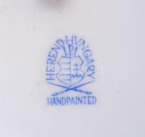 Herendi indiai kosár mintás áttört szélű kis tálka, kézzel festett, jelzett, hibátlan, d:16 cm