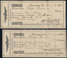 1910 Amerikába kivándorolt magyar által hazaküldött pénzösszegekről szóló csekkek 6 db / Cheques and money order sent home by Hungarian immigrant to USA