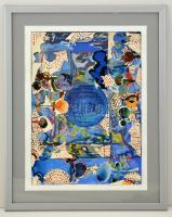 Pataki János (1933- ): A szépség elrendeződik, kollázs, papír, paszpartuban, üvegezett keretben, 29,...