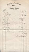 cca 1830-1900 4 db fejléces, grafikus pesti szálloda számla / hotel invoices