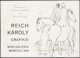 1978 Reich Károly (1922-1988) dedikációja kiállításának meghívóján