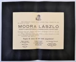 1934 Modra László budapesti gyógyszertártulajdonos, dunapataji Levente Egyesület elnökének gyászjele...