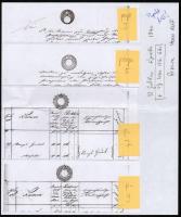 1840 12G + 1G +30kr +15kr +6kr szignetták okmányon / 12G + 1G +30kr +15kr +6kr signettas on document