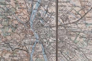 cca 1910 Budapest és környéke katonai térkép, K. u. K. Militärgeographisches Institut, vászonra kasí...