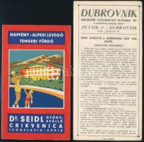 cca 1920-1930 Délvidéki utazási prospektusok (Korcula, Hvar, Dubrovnik, Crikvenica), 4 db / Travel brochures form Adria, 4 pcs