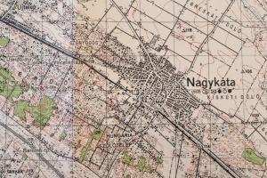 1943 Nagykáta és környékének térképe, M. kir. Honvéd Térképészeti Intézet, 46x63 cm