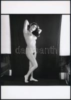 cca 1973 Alkalmi műteremben, alkalmi fényképek, 3 db szolidan erotikus fénykép, vintage negatívokról készült mai nagyítások, 25x18 cm / 3 erotic photos, 25x18 cm