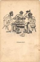 Schusteridyll / K.u.K. Kriegsmarine, humorous mariner art postcard. C.F.P. Nr. 71. a.  + SMS Don Juan d'Austria s: Ed. Dworak  (EK)