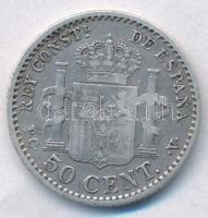 Spanyolország 1904PC-V 50c Ag "XIII. Alfonz" T:2,2-
Spain 1904PC-V 50 Centimos Ag "A...