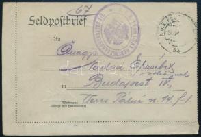 1915 Tábori posta zárt levelezőlap / Field cover card "K.U.K. 7,5 cm CHINA GEBIRGSKANONENBATTE 1/I"