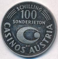 Ausztria DN "Erzsébet császárné" jelzett Ag kaszinó zseton 100Sch értékben (10,11g/0.835/3...