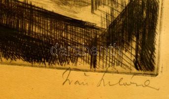 Iván Szilárd (1912-1988): Kíváncsi. Rézkarc, papír, jelzett, üvegezett keretben 29×19 cm