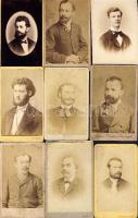 1860-1890 Régi fényképek: Férfi arc és mellképek (9db)