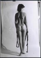 cca 1972 Köteles gyakorlat, 3 db szolidan erotikus fénykép, vintage negatívokról készült mai nagyítá...