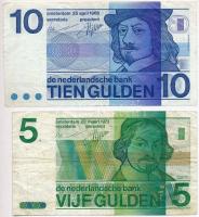 Hollandia 1968. 10G + 1973. 5G "Joost van den Vondel" T:III  Netherlands 1968. 10 Gulden + 1973. 5 Gulden "Joost van den Vondel" C:F  Krause 91b, 95.a