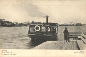 Pskov, Pskow; Velikaya River, port with steamship