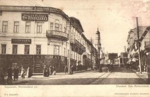Kharkiv, Kharkov; Rue Moskovskaia / street view with shops, A. Le Maire