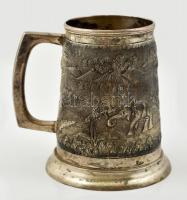Ezüst (Ag.) indiai elefántos korsó, jelzett, poncolt, nettó: 366 g, m:13 cm / Silver jar, with hallm...