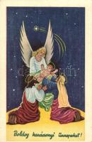 3 db RÉGI üdvözlőlap (Karácsony, Húsvét) / 3 pre-1945 greeting cards (Christmas, Easter)