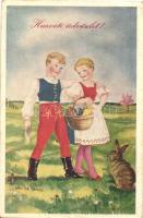 3 db RÉGI üdvözlőlap (Karácsony, Húsvét) / 3 pre-1945 greeting cards (Christmas, Easter)
