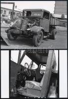 cca 1958 Karambolos teherautó, 4 db vintage negatívról készült mai nagyítás, 13x18 cm