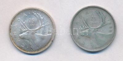 Kanada 1953-1968. 25c Ag (2x) T:2,2- Canada 1953-1968. 25 Cents Ag (2x) C:XF,VF