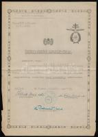 1941 Származási igazolvány a 4. honvéd nehézbombázó ezred repülőse számára. / Certification of pure origin for Hungarian military pilot.