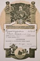 1914 Lövész kitüntetés viselésére jogosító litografált oklevél / Shooter lithographic warrant. 28x39...