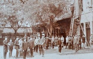 cca 1900 Szegedi tűzoltóörs nagyalakú keményhátú fotó / Szeged fire guards. Large photo. 36x30 cm